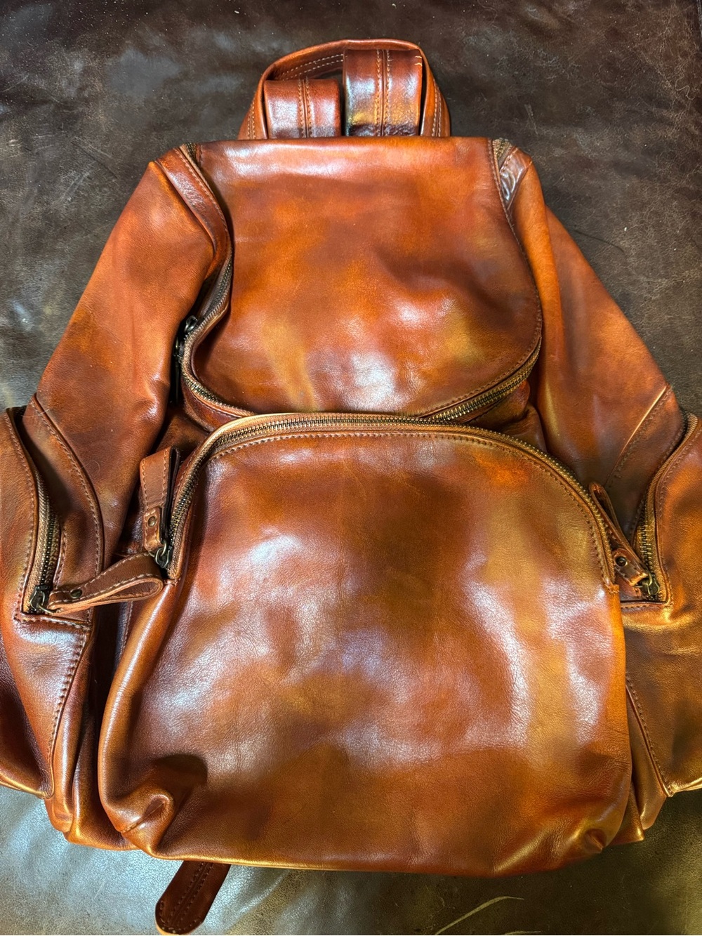 Vintage-Style Brown Leather Backpack